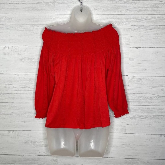 Ralph Lauren Off Shoulder Blouse Women Peasant Long Sleeve Embroidered Medium - Picture 8 of 10